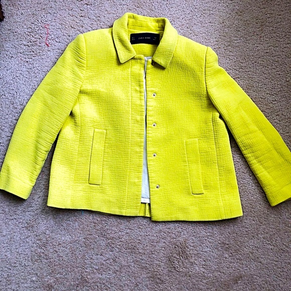 Zara Basic short yellow blazer size S - Picture 6 of 9